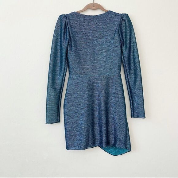PATBO Blue Metallic Faux Wrap Mini Dress - Picture 7 of 13